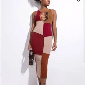 NEW AKIRA LIKE I NEVER LEFT MIDI DRESS WITH RHINESTONE DETAIL, S